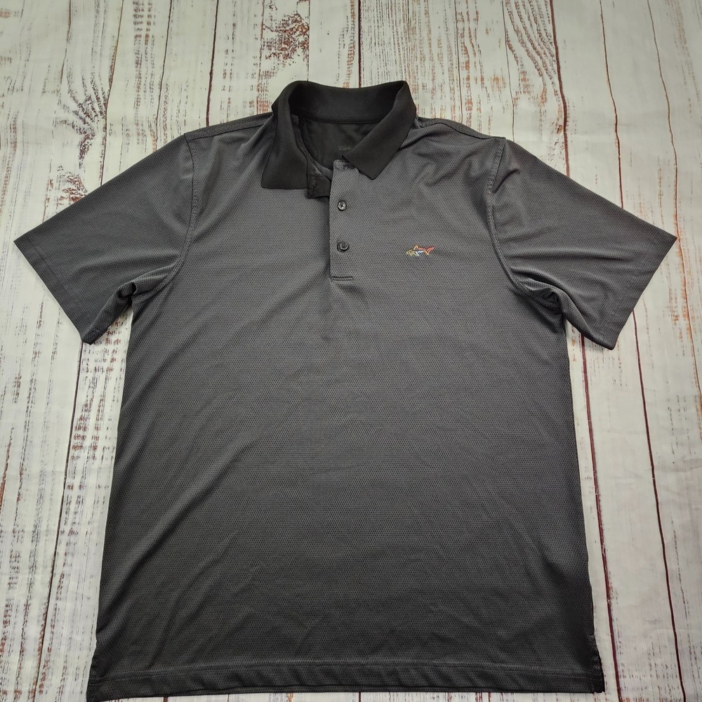 Greg Norman Shark Gray Short Sleeve Performance Polo Shirt Men's XL
